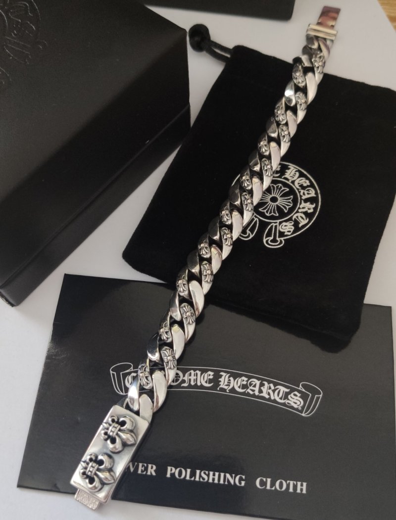 Chrome Hearts Cross Charm Silver Chain Bracelet view