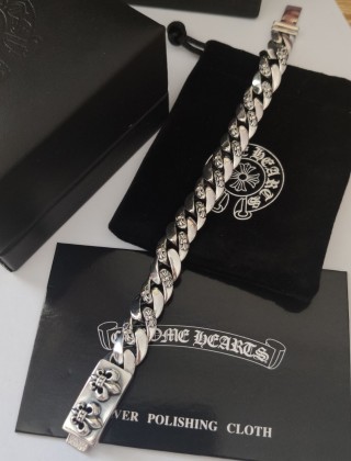 Chrome Hearts Cross Charm Silver Chain Bracelet view 4