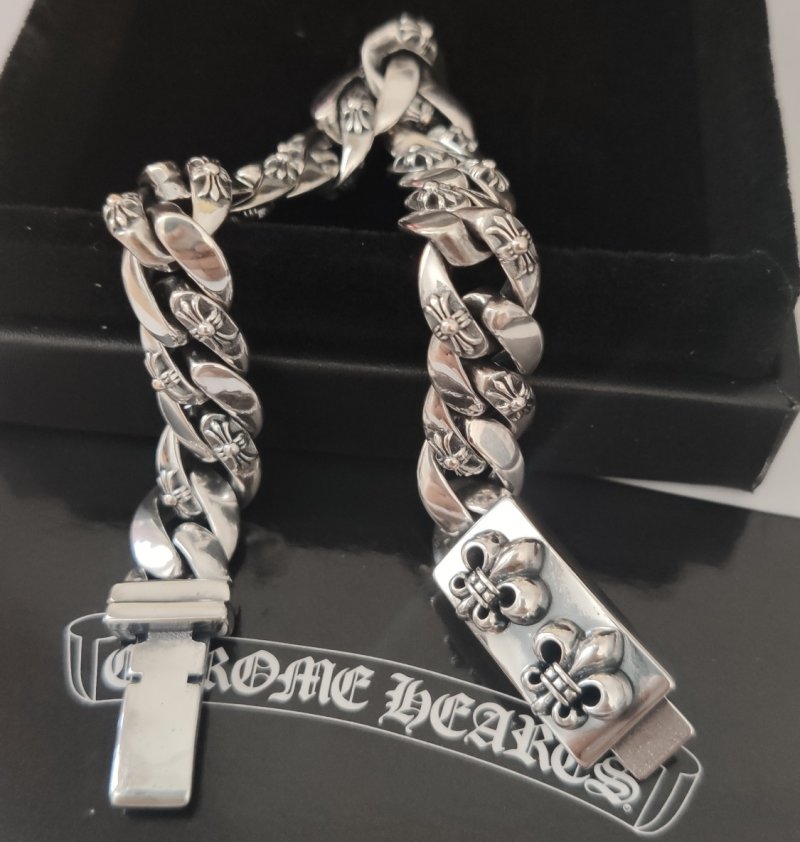 Chrome Hearts Cross Charm Silver Chain Bracelet view