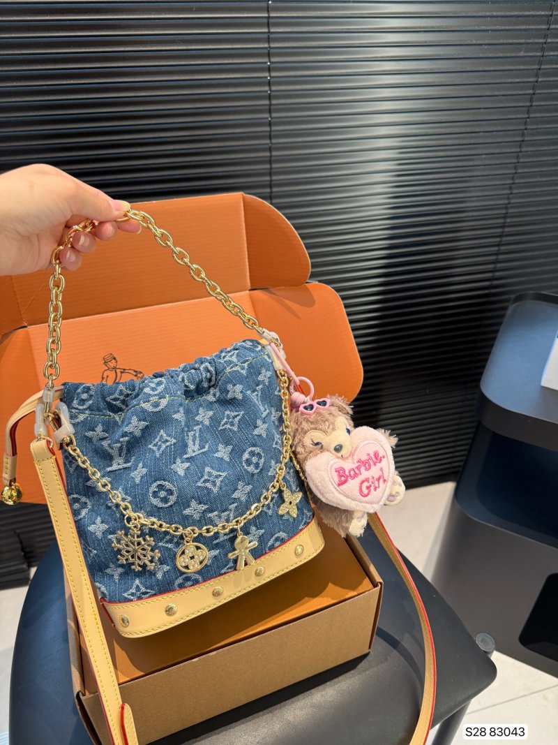 Louis Vuitton Denim Bucket Bag Blue Monogram view