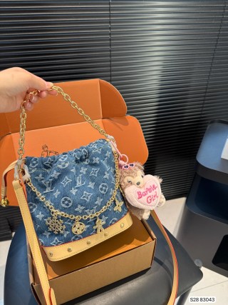 Louis Vuitton Denim Bucket Bag Blue Monogram view 2