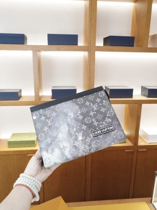 Louis Vuitton Monogram Canvas Clutch Bag - Grey view 2