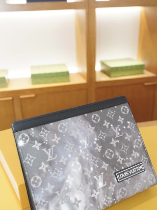 Louis Vuitton Monogram Canvas Clutch Bag - Grey view 3