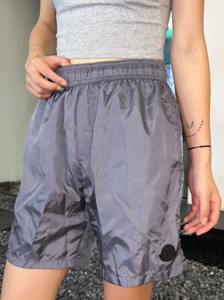 Grey Nylon Athletic Shorts with Drawstring view 2