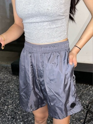 Grey Nylon Athletic Shorts with Drawstring view 4