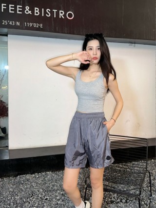 Grey Nylon Athletic Shorts with Drawstring view 7