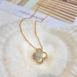Van Cleef & Arpels Four-Leaf Clover Mother-of-Pearl Rose Gold Necklace view 4