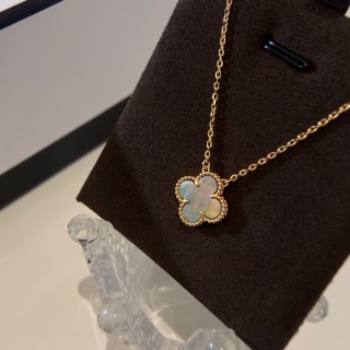 Van Cleef & Arpels Four-Leaf Clover Mother-of-Pearl Rose Gold Necklace view 6