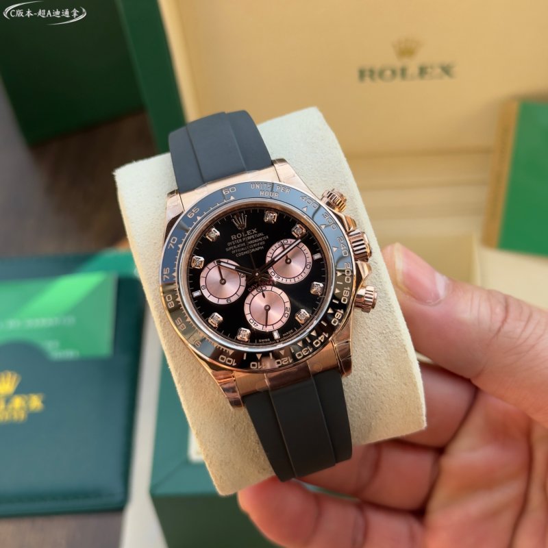 Rolex Daytona Rose Gold Black Dial Chronograph Watch
