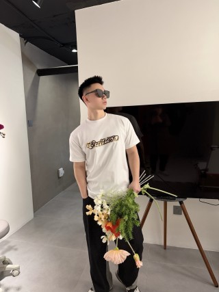White Crew Neck T-Shirt with Gold Chain Embroidered Graphic view 4