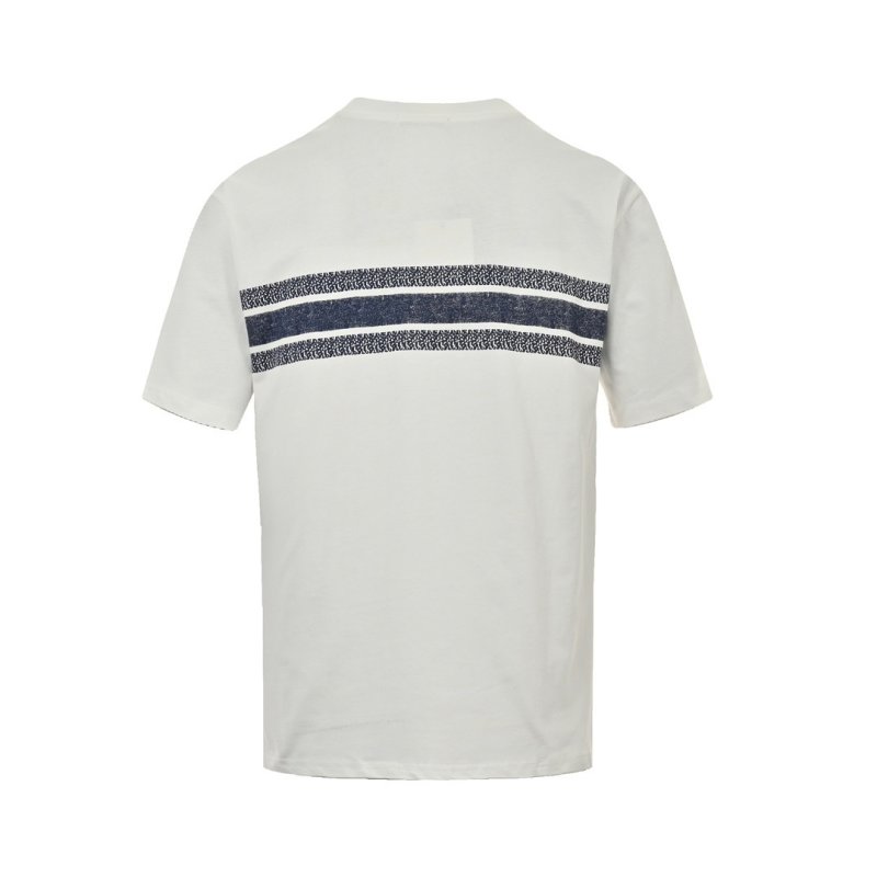 Celine White Logo Stripe Short Sleeve T-Shirt view