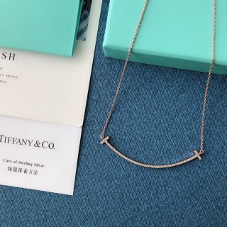 Tiffany Smile Pendant Necklace Rose Gold with Crystals view 1