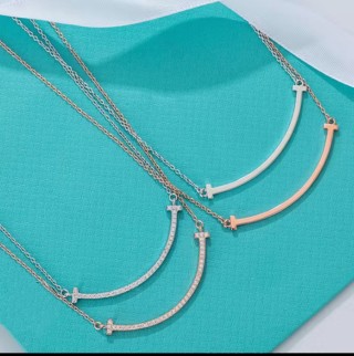 Tiffany Smile Pendant Necklace Rose Gold with Crystals view 9