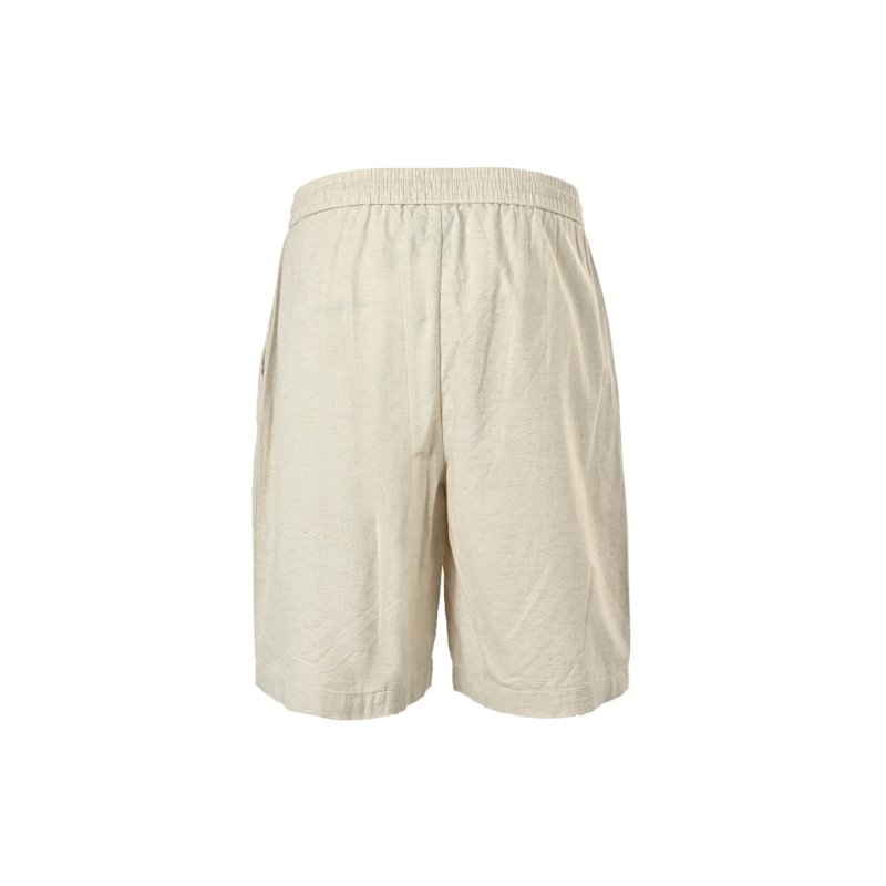 Beige Linen Blend Relaxed Fit Shorts view