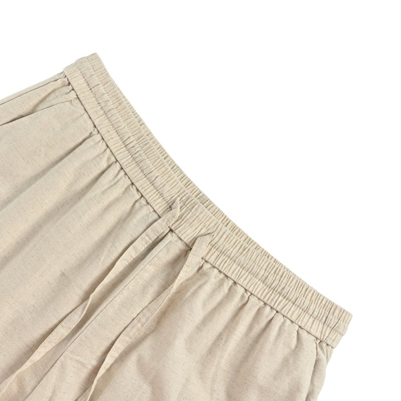 Beige Linen Blend Relaxed Fit Shorts view