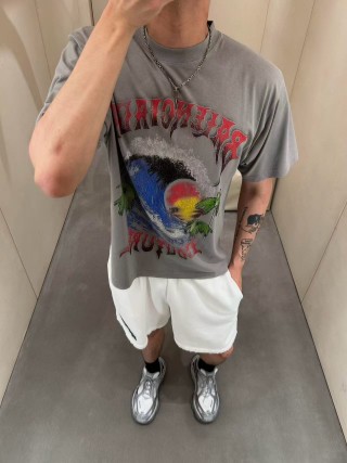 Oversized Graphic T-Shirt - Earth & Palm Design in Cream view 2