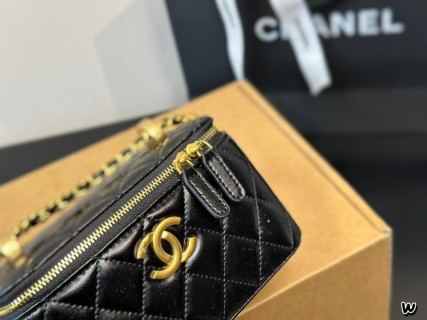 Chanel Box Bag Black Quilted Dual Gold Hardware view 6
