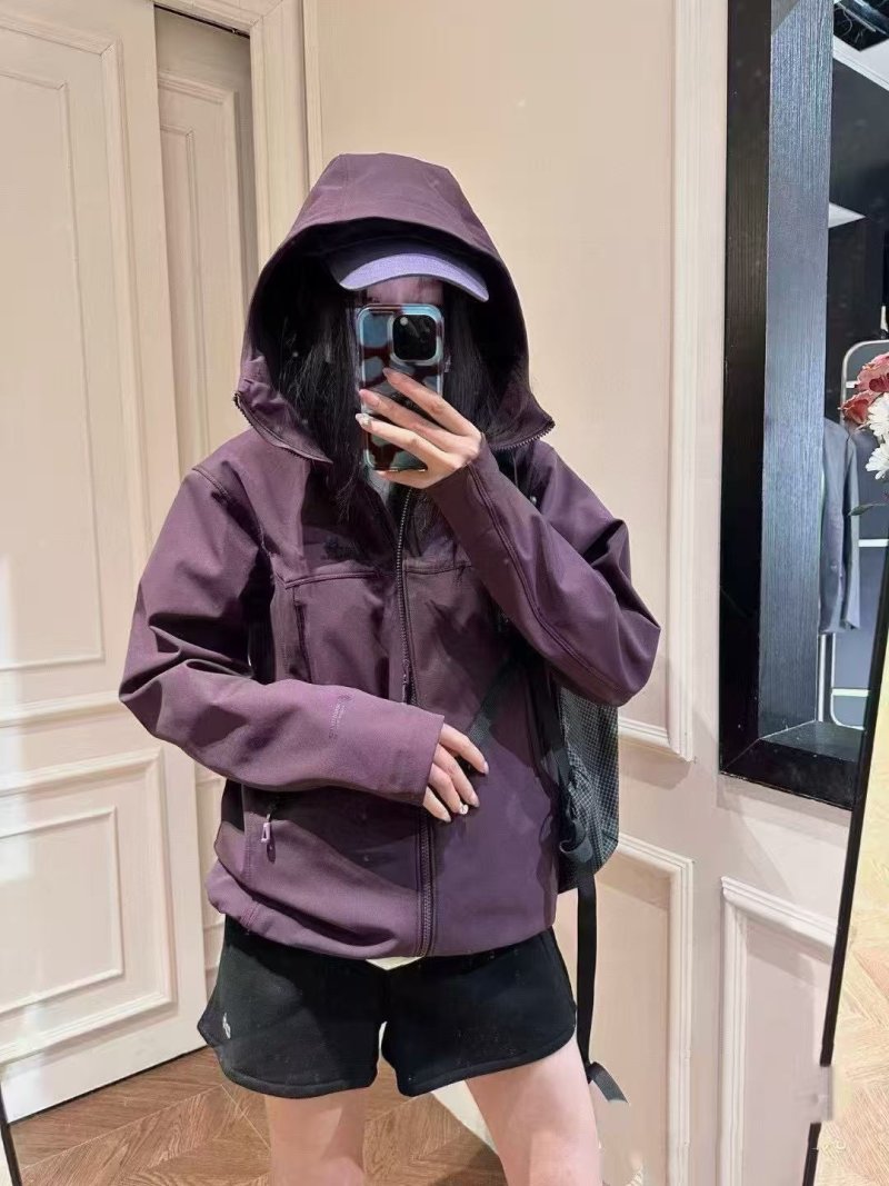 Purple Hooded Windbreaker Jacket with Mesh Lining