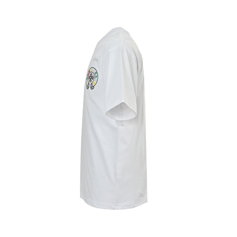 White Graphic Crop T-Shirt with Colorful Embroidered Logo view