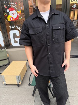 Black Utility Overshirt with Dual Chest Pockets view 4