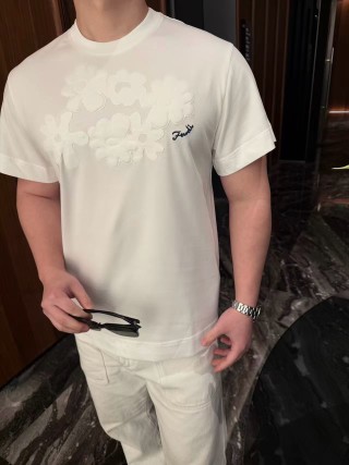 Fendi White Cloud Print Crew Neck T-Shirt view 1