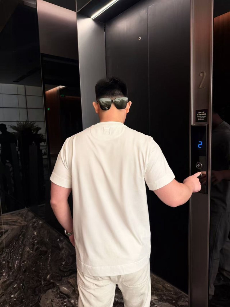 Fendi White Cloud Print Crew Neck T-Shirt view