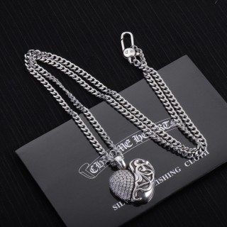 Chrome Hearts Heart Pendant Silver Chain Necklace view 1