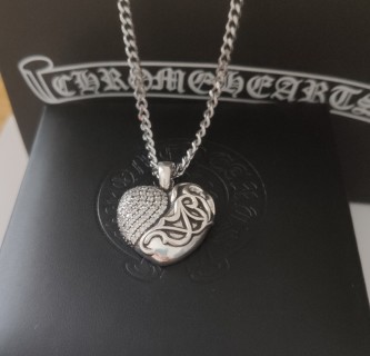 Chrome Hearts Heart Pendant Silver Chain Necklace view 2