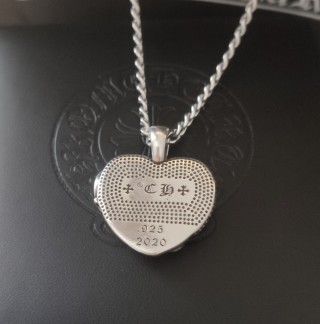 Chrome Hearts Heart Pendant Silver Chain Necklace view 3