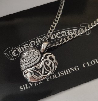Chrome Hearts Heart Pendant Silver Chain Necklace view 5