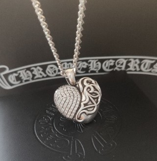 Chrome Hearts Heart Pendant Silver Chain Necklace view 6