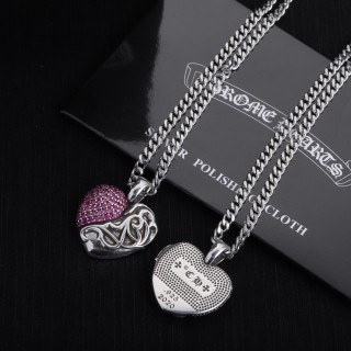 Chrome Hearts Heart Pendant Silver Chain Necklace view 7