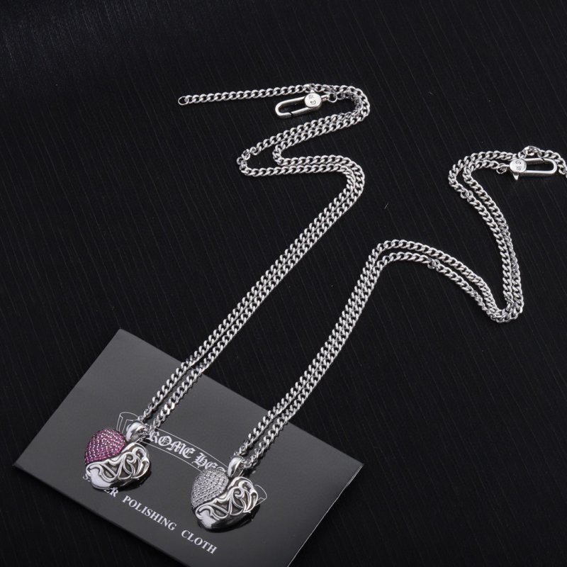 Chrome Hearts Heart Pendant Silver Chain Necklace view