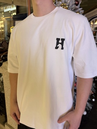 White Crew Neck Short Sleeve T-Shirt with Small Chest Logo view 3