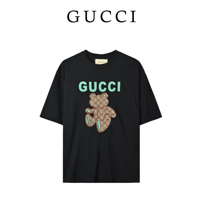Gucci Black Short Sleeve T-Shirt with GG Motif Print view