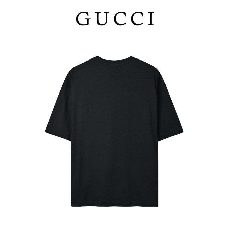 Gucci Black Short Sleeve T-Shirt with GG Motif Print view