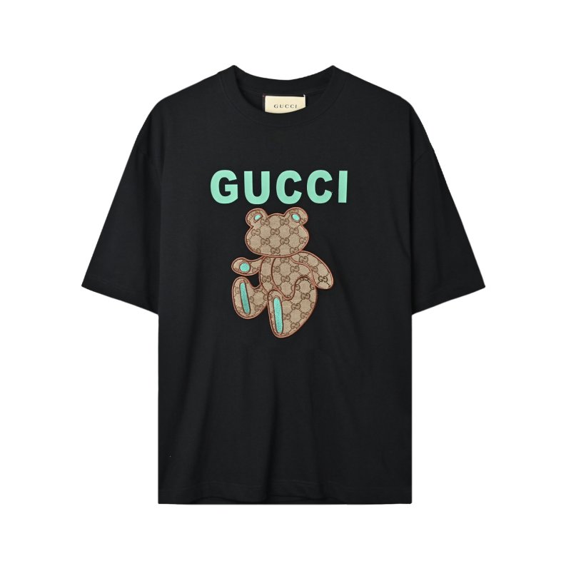 Gucci Black Short Sleeve T-Shirt with GG Motif Print view