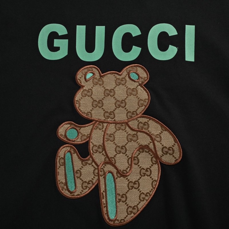 Gucci Black Short Sleeve T-Shirt with GG Motif Print view