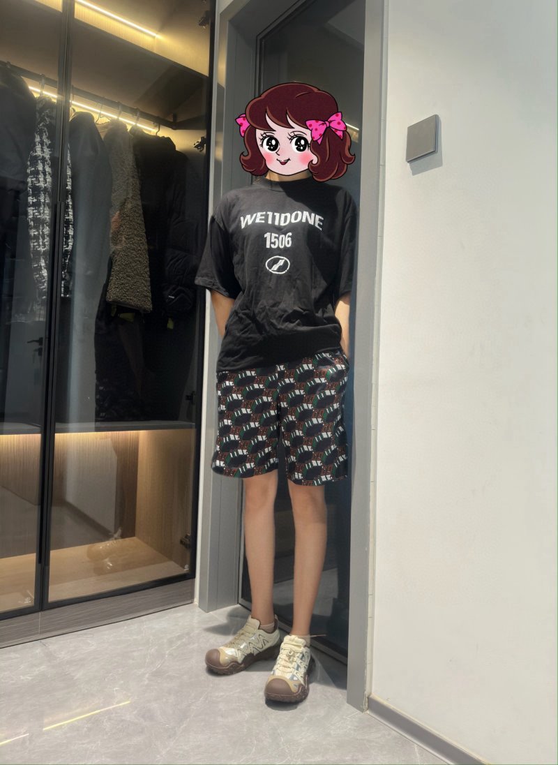 All-Over Logo Print Black Shorts