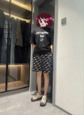 All-Over Logo Print Black Shorts view 1