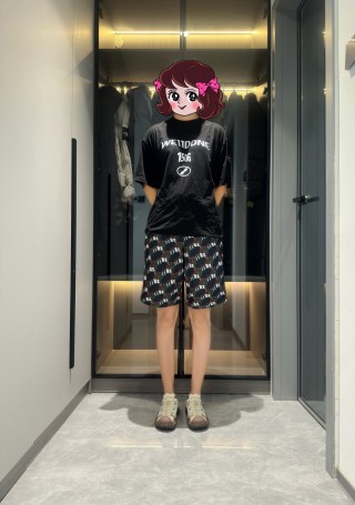 All-Over Logo Print Black Shorts view 2