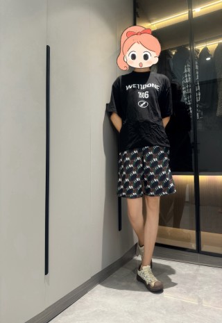All-Over Logo Print Black Shorts view 3
