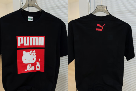 Puma Hello Kitty Black T-Shirt Red Logo Print