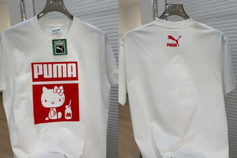 Puma Hello Kitty Black T-Shirt Red Logo Print view 2