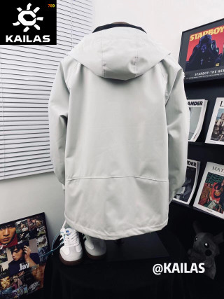Kailas Double Zip Hooded Windbreaker Jacket - Light Gray view 3