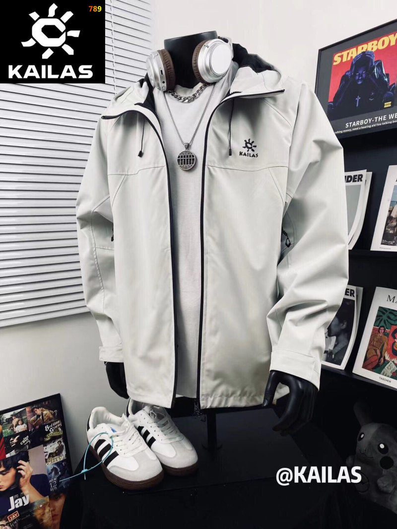 Kailas Double Zip Hooded Windbreaker Jacket - Light Gray view