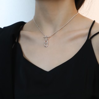 Silver-Tone Oval Link Pendant Necklace view 1