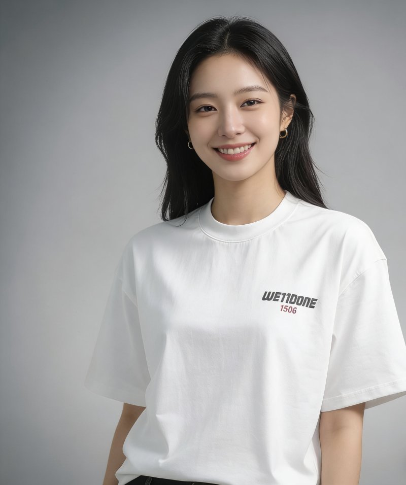 White Short Sleeve T-Shirt with Chest Logo Print