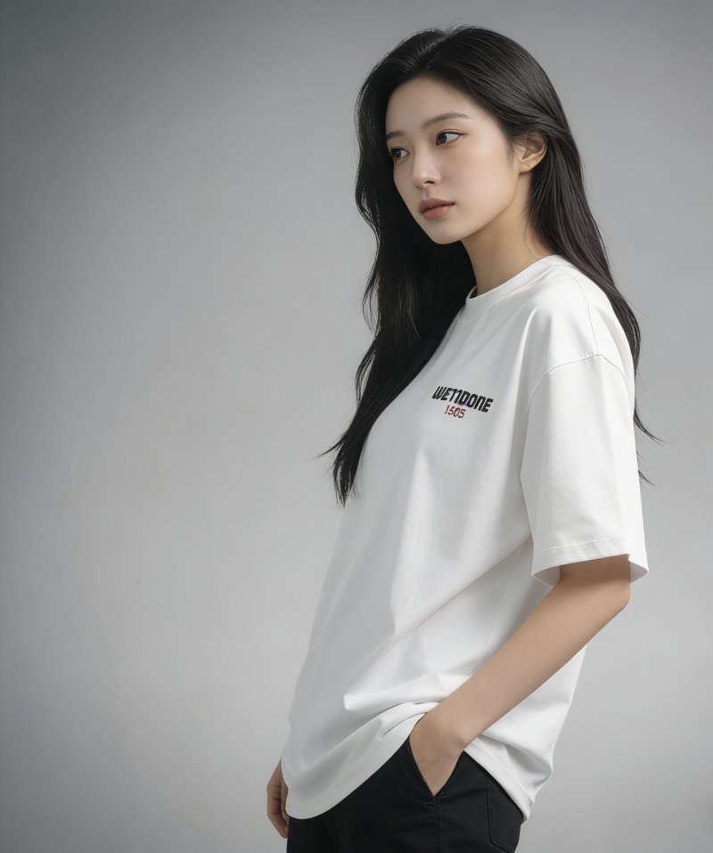 White Short Sleeve T-Shirt with Chest Logo Print view