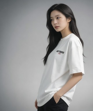 White Short Sleeve T-Shirt with Chest Logo Print view 3